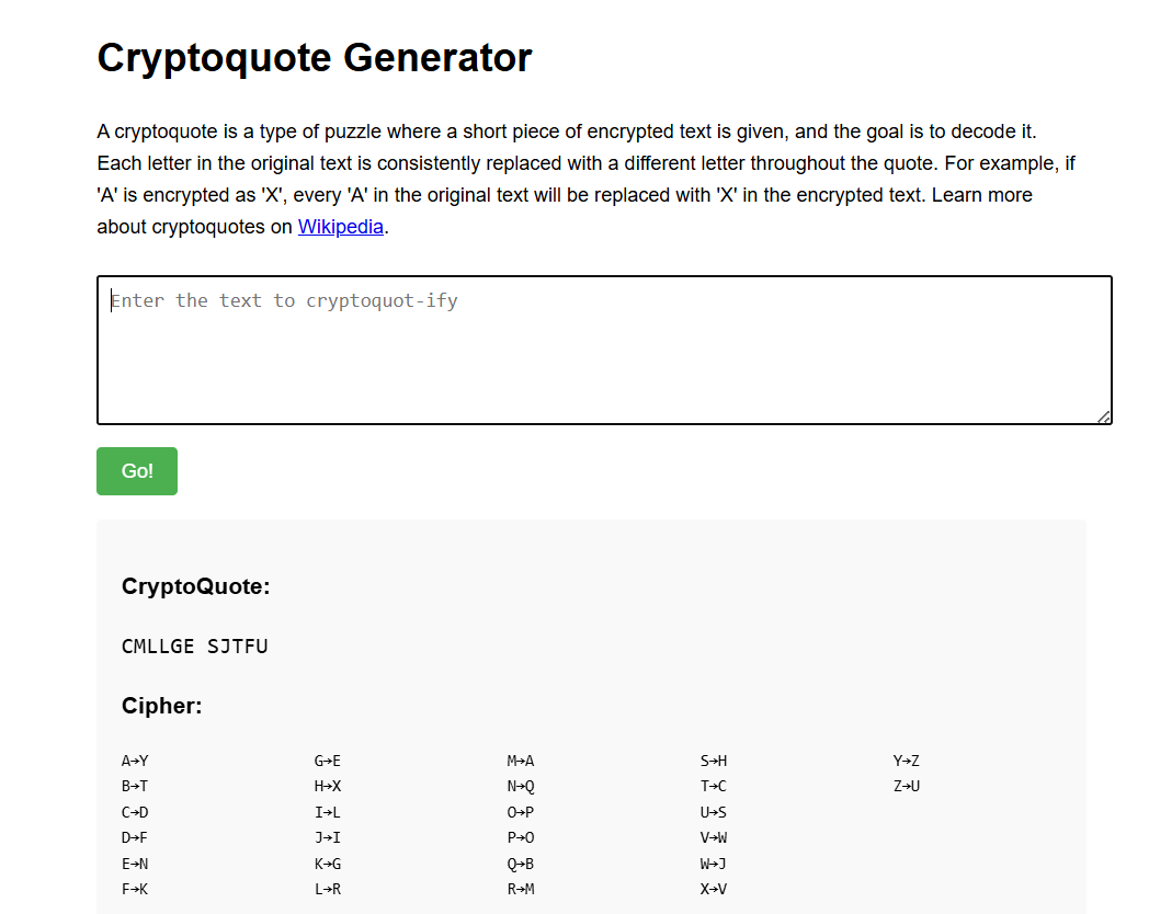 CryptoQuote Generator